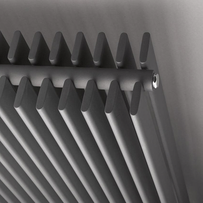 Hudson Reed Fin Horizontal Double Panel Radiator - High Gloss Silver - HLS81 Profile Large Image