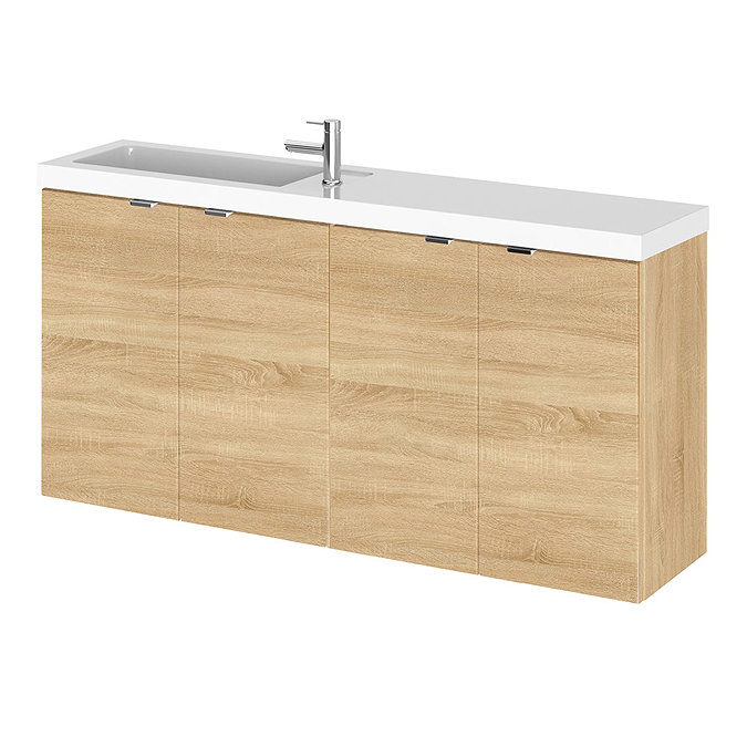 Hudson Reed Fusion 1000mm Natural Oak Compact Wall Hung Unit & Basin Large Image