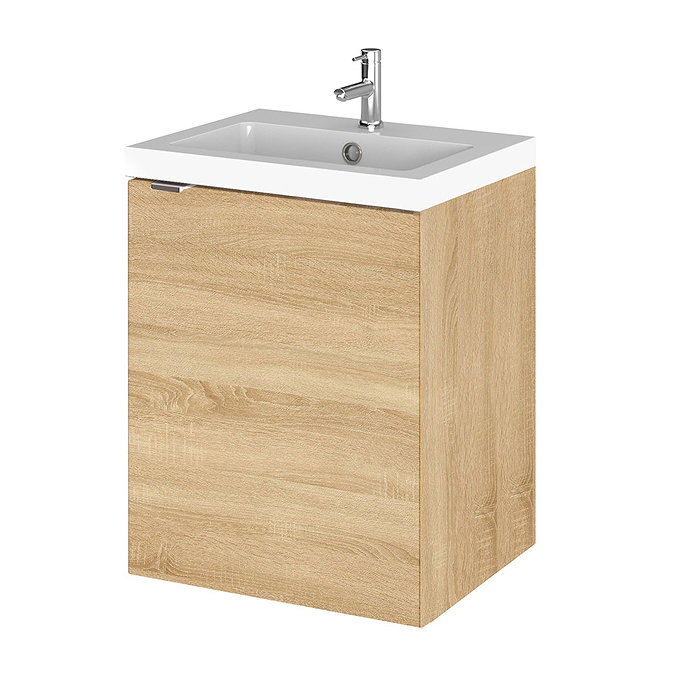 Hudson Reed Fusion 400mm Natural Oak Full Depth Wall Hung Unit & Basin Large Image