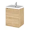 Hudson Reed Fusion 400mm Natural Oak Full Depth Wall Hung Unit & Basin Large Image