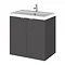 Hudson Reed Fusion 500mm Gloss Grey Full Depth Wall Hung 2-Door Unit & Basin Large Image