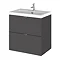 Hudson Reed Fusion 500mm Gloss Grey Full Depth Wall Hung 2-Drawer Unit & Basin Large Image