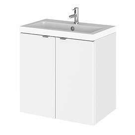 Hudson Reed Fusion 500mm Gloss White Full Depth Wall Hung 2-Door Unit & Basin Large Image
