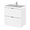 Hudson Reed Fusion 500mm Gloss White Full Depth Wall Hung 2-Drawer Unit & Basin Large Image