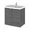 Hudson Reed Fusion 500mm Grey Avola Full Depth Wall Hung 2-Door Unit & Basin