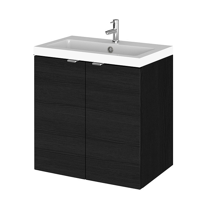 Hudson Reed Fusion 500mm Hacienda Black Full Depth Wall Hung 2-Door Unit & Basin