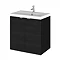 Hudson Reed Fusion 500mm Hacienda Black Full Depth Wall Hung 2-Door Unit & Basin