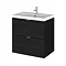 Hudson Reed Fusion 500mm Hacienda Black Full Depth Wall Hung 2-Drawer Unit & Basin