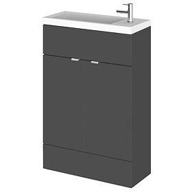 Hudson Reed Fusion Gloss Grey 605x260mm Compact Vanity Unit & Basin Large Image