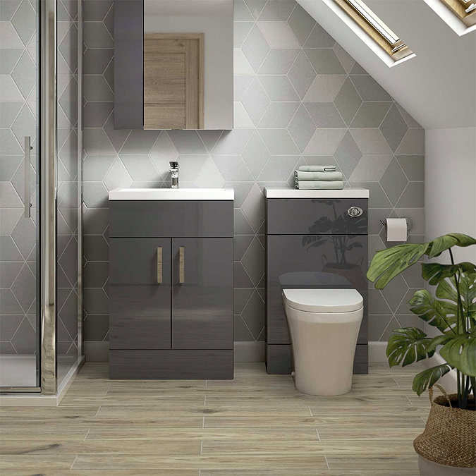 Hudson Reed Fusion Gloss Grey 605x360mm Vanity Unit & Basin  Feature Large Image