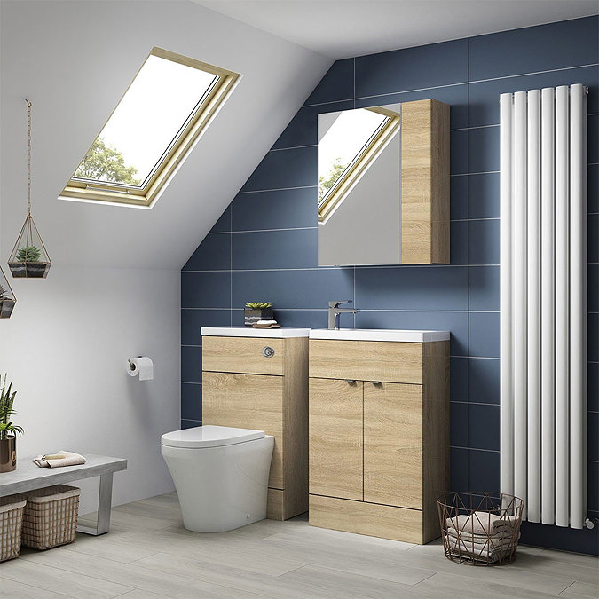 Hudson Reed Fusion Natural Oak 605x260mm Compact Vanity Unit & Basin  Standard Large Image