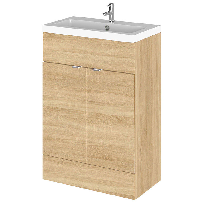 Hudson Reed Fusion Natural Oak 605x360mm Vanity Unit & Basin Large Image