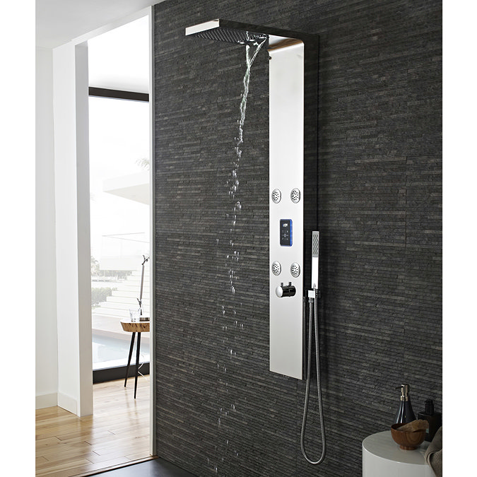 Hudson Reed - Genie LED Thermostatic Shower Panel - Chrome - AS361 In Bathroom Large Image