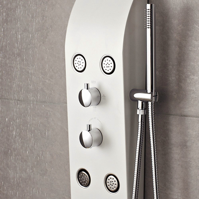 Hudson Reed - Glacier Thermostatic Shower Panel - White - AS211  Feature Large Image