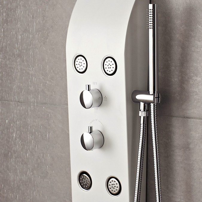 Hudson Reed - Glacier Thermostatic Shower Panel - White - AS211 Feature Large Image