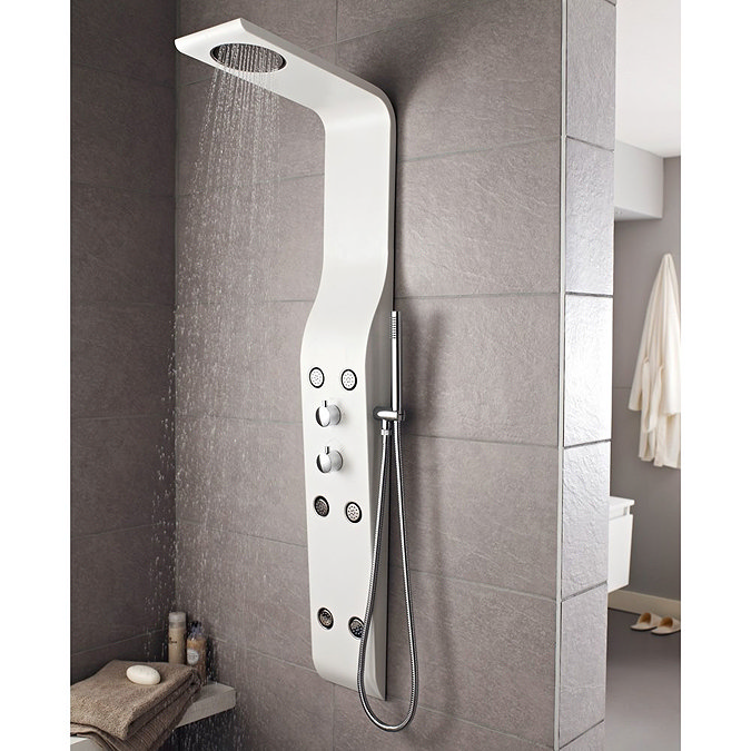 Hudson Reed - Glacier Thermostatic Shower Panel - White - AS211 Standard Large Image