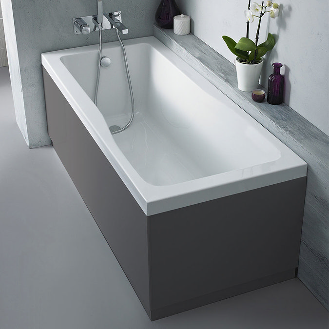 Hudson Reed Gloss Grey 1700 Front Straight Bath Panel - OFF977  Profile Large Image