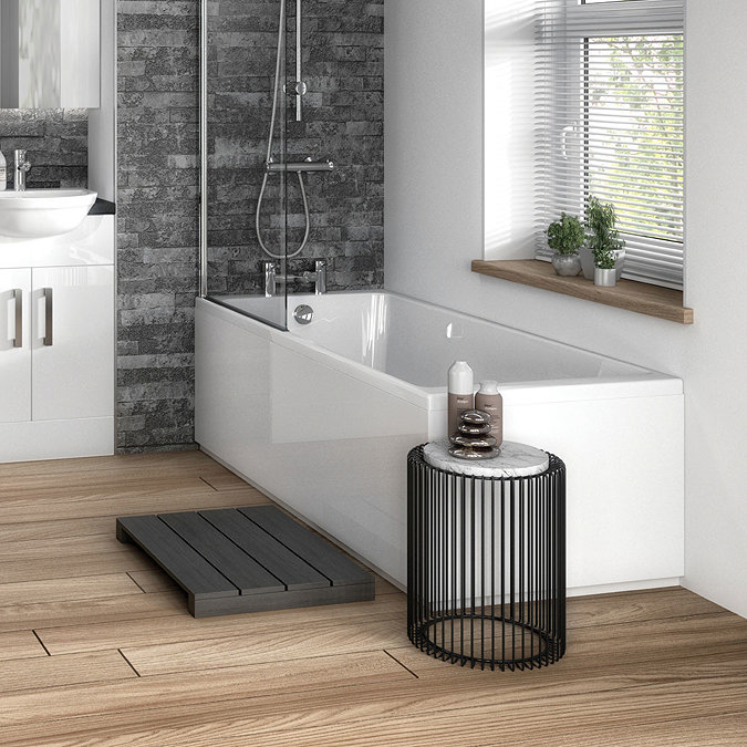 Hudson Reed Gloss White 700 End Straight Bath Panel - OFF170 Profile Large Image