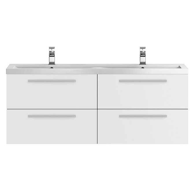 Hudson Reed 1440mm Gloss White Quartet Double Basin Vanity Unit  Profile Large Image