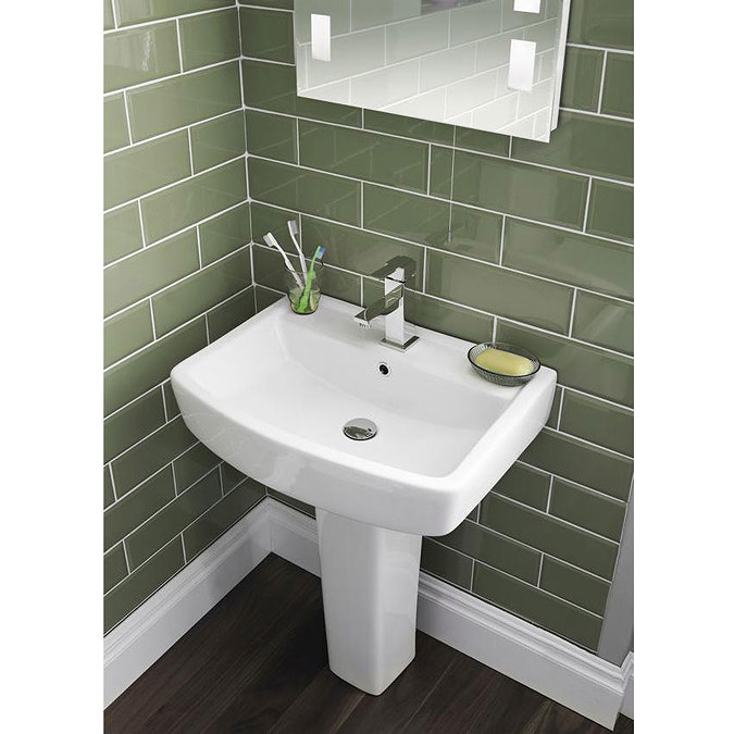 Hudson Reed - Granger 520mm Basin 1TH & Full Pedestal - CBA003 Profile Large Image