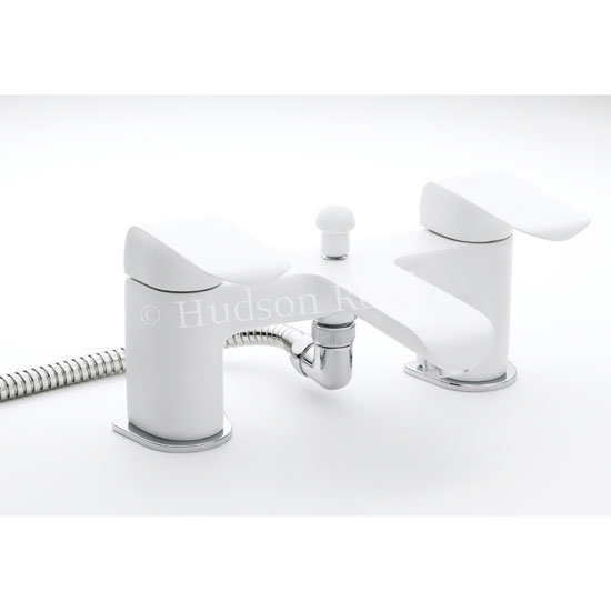 Hudson Reed Hero Bath Shower Mixer with Shower Kit - White - THE204 Large Image