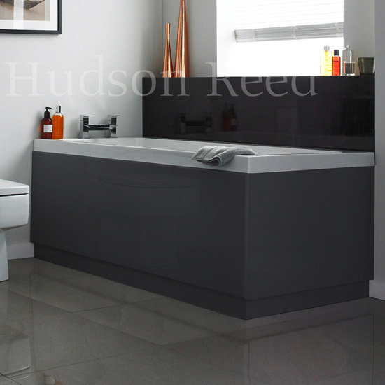 Hudson Reed High Gloss Grey Front Bath Panel Large Image