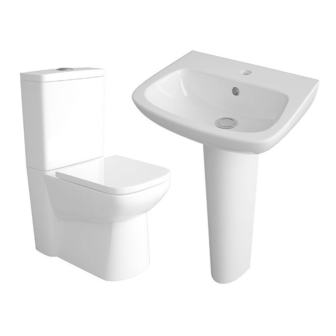 Hudson Reed - Hobart 4 Piece Bathroom Suite - CC Toilet & 1TH Basin with Pedestal - 2 Basin Options Profile Large Image