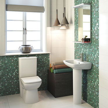 Hudson Reed - Hobart 4 Piece Bathroom Suite - CC Toilet & 1TH Basin with Pedestal - 2 Basin Options Profile Large Image