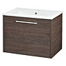 Hudson Reed - Horizon 600mm 1 Drawer Basin and Cabinet - Mid Sawn Oak - FHZ006 Large Image