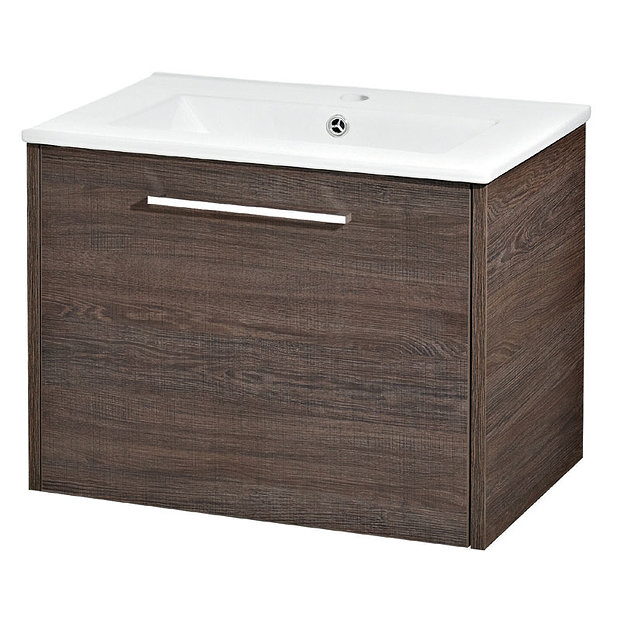 Hudson Reed - Horizon 600mm 1 Drawer Basin and Cabinet - Mid Sawn Oak ...