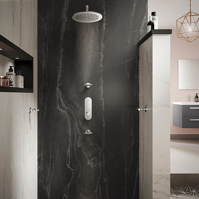 Hudson Reed Ignite Round Two Outlet Push-Button Thermostatic Shower Valve Chrome - CPB1311 Feature
