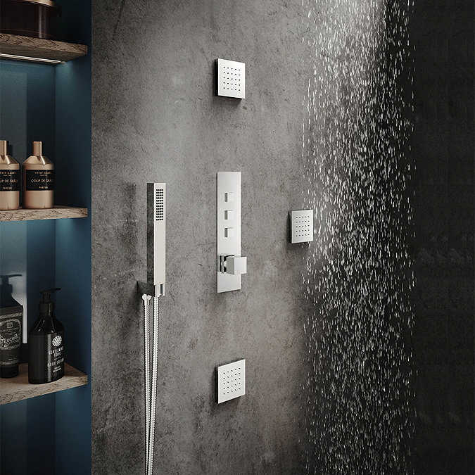 Hudson Reed Ignite Square Three Outlet Push-Button Thermostatic Shower Valve Chrome - CPB3312 Profi