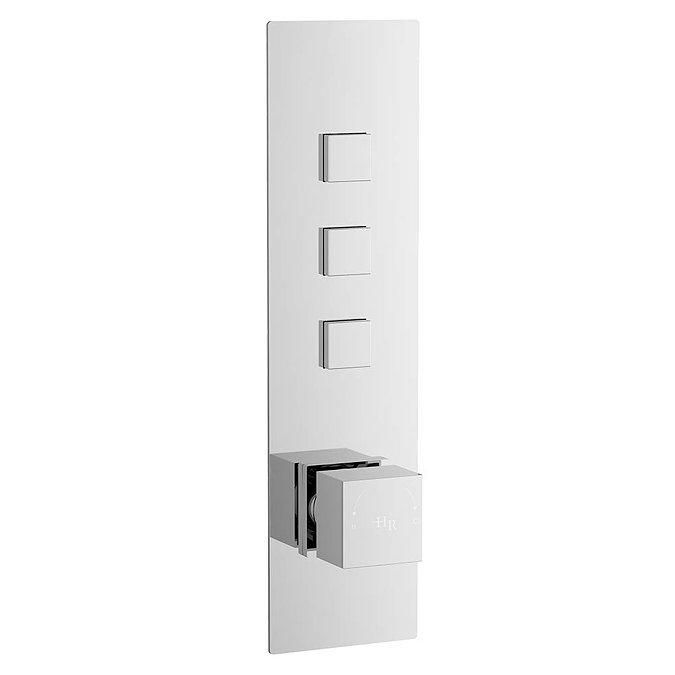 Hudson Reed Ignite Square Three Outlet Push-Button Thermostatic Shower Valve Chrome - CPB3312 Large 
