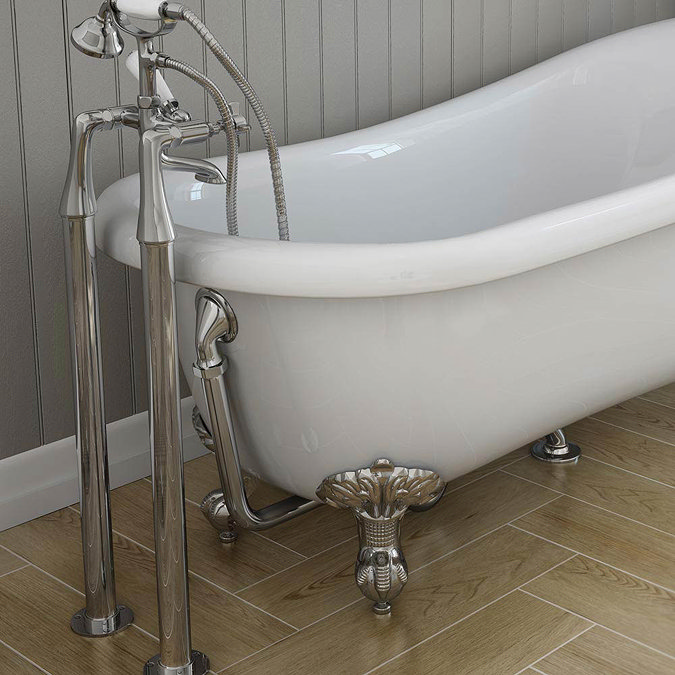Hudson Reed Jade Freestanding Bath Shower Mixer - Chrome  In Bathroom Large Image