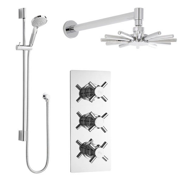 Hudson Reed Kristal Triple Shower Valve with Cloudburst Fixed Head