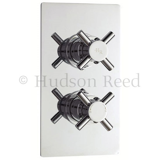 Hudson Reed Kristal Twin Concealed Thermostatic Shower Valve with Rigid Riser Kit Feature Large Imag