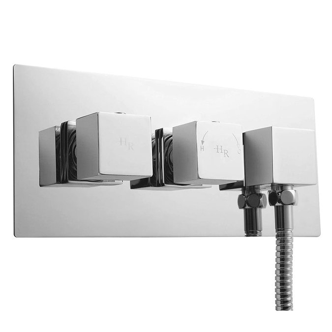 Hudson Reed Kubix Twin Concealed Thermostatic Shower Valve with Built-In Outlet - A3063 Large Image