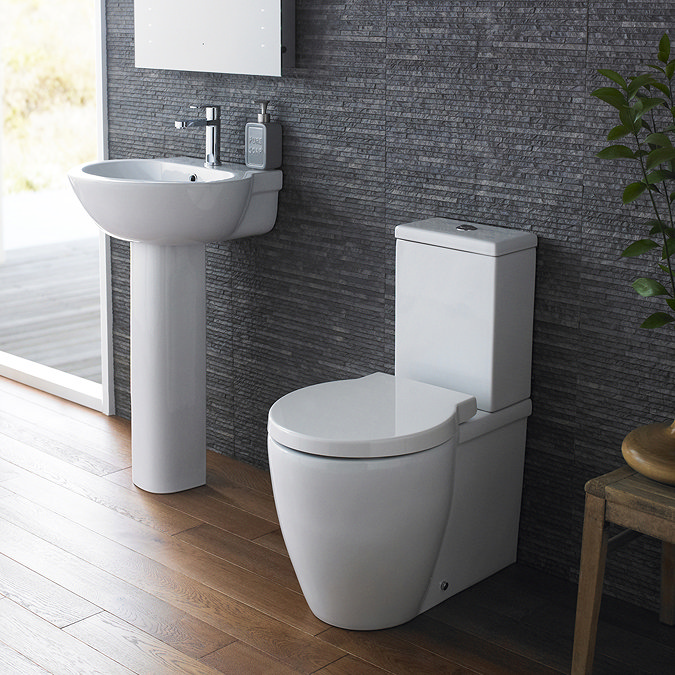 Hudson Reed - Langdon 4 Piece Bathroom Suite - CC Toilet & 1TH Basin with Pedestal Large Image