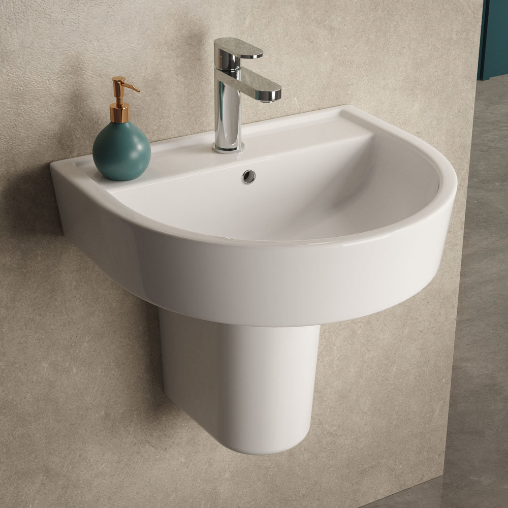 Hudson Reed Luna 1TH Basin + Semi Pedestal | Victorian Plumbing UK