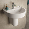 Hudson Reed Luna 1TH Basin + Semi Pedestal (Various Sizes) Large Image