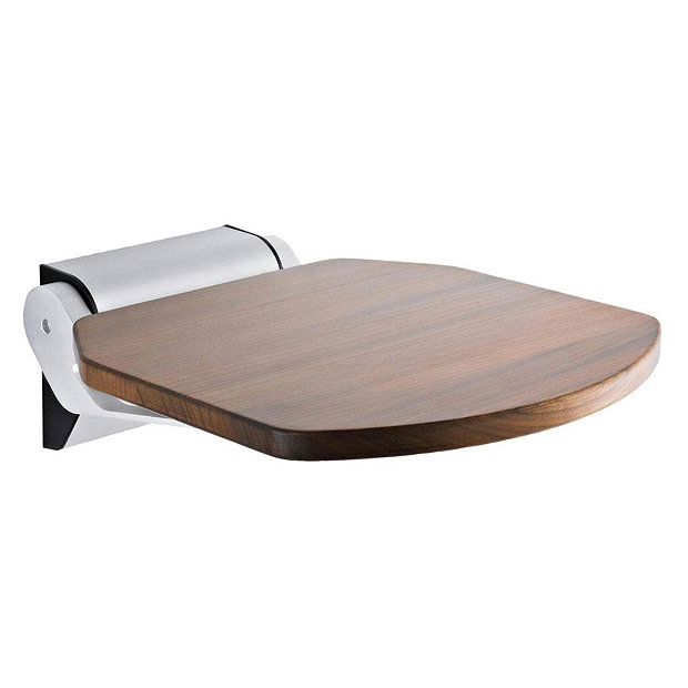 Hudson Reed Luxury Wooden Shower Seat with Aluminum Hinges - LA372 Large Image