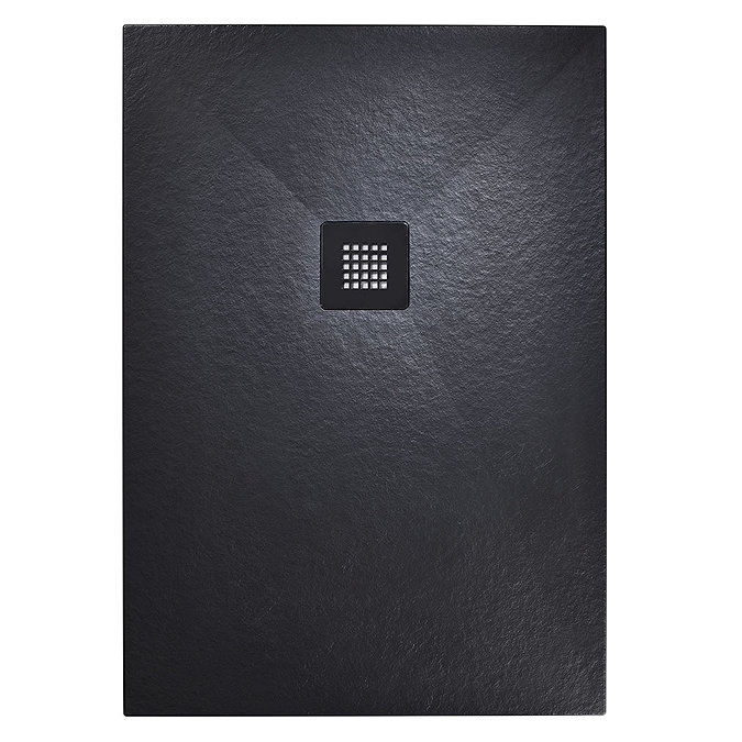 Hudson Reed Matt Black 1400 x 800mm Sliding Door Shower Enclosure + Black Tray  Newest Large Image