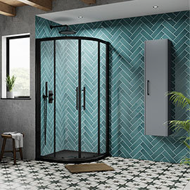Hudson Reed Matt Black Apex Quadrant Shower Enclosure - Various Size Options Medium Image