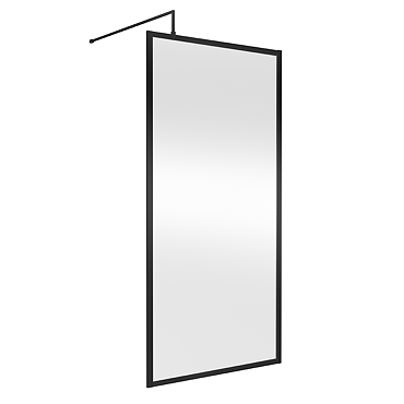 Hudson Reed Matt Black Full Outer Framed 8mm Wetroom Screen with Support Arm (1950mm High)