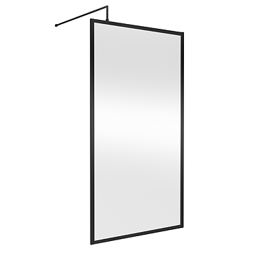 Hudson Reed Matt Black Full Outer Framed 8mm Wetroom Screen with Support Arm (1950mm High)