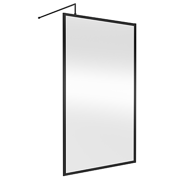 Hudson Reed Matt Black Full Outer Framed 8mm Wetroom Screen with Support Arm (1950mm High)