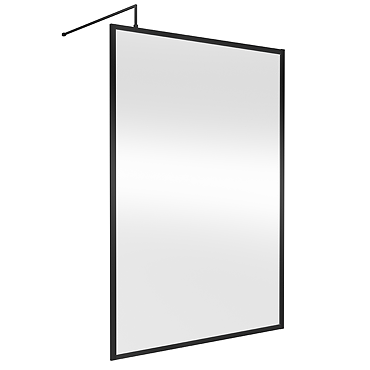 Hudson Reed Matt Black Full Outer Framed 8mm Wetroom Screen with Support Arm (1950mm High)