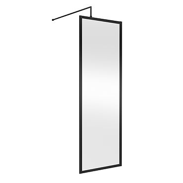 Hudson Reed Matt Black Full Outer Framed 8mm Wetroom Screen with Support Arm (1950mm High)