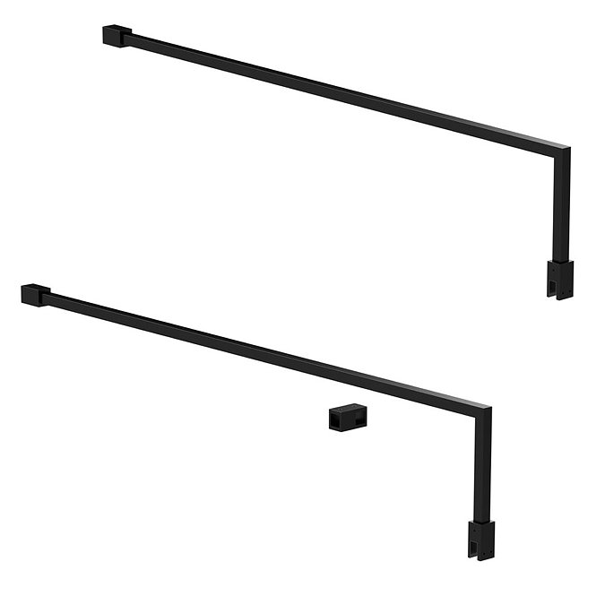 2 x Hudson Reed Matt Black Square Fixed Wet Room Support Arms for 8mm Glass  Profile Large Image