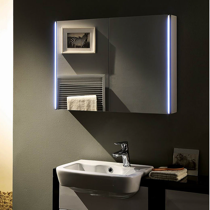 Hudson Reed Leda 800mm LED Motion Sensor Mirror Cabinet with Shaver Socket - LQ094 Large Image